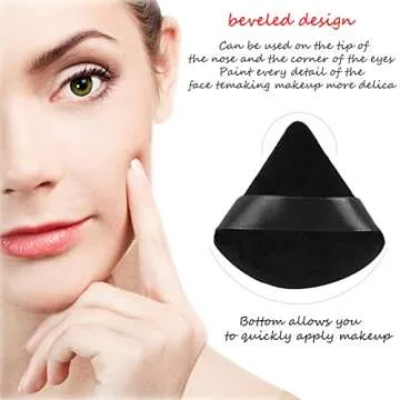 6Pcs Powder Puff Face Soft Makeup Puff for Triangle Velour Puffs Setting Loose Powder Body Powder Mineral Powder Cosmetic Foundation Blender Sponge Beauty Makeup Tools(Black)