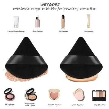 6Pcs Powder Puff Face Soft Makeup Puff for Triangle Velour Puffs Setting Loose Powder Body Powder Mineral Powder Cosmetic Foundation Blender Sponge Beauty Makeup Tools(Black)