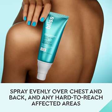 Bliss Clear Genius Body Acne Spray - 3.5 Fl Oz - Maximum Strength 2% Salicylic Acid & Niacinamide - Targets Body Acne & Prevents Future Breakouts - Post Workout - Clean - Vegan & Cruelty-Free