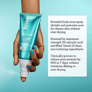 Bliss Clear Genius Body Acne Spray - 3.5 Fl Oz - Maximum Strength 2% Salicylic Acid & Niacinamide - Targets Body Acne & Prevents Future Breakouts - Post Workout - Clean - Vegan & Cruelty-Free