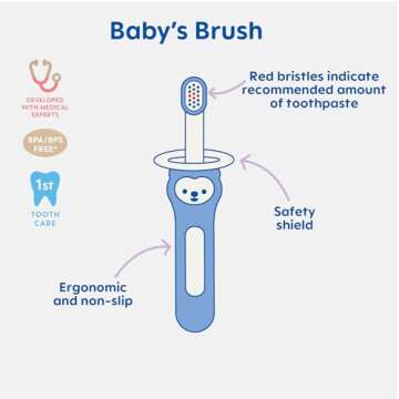 MAM Baby Toothbrushes for 6 Month+ Boys | Brushy the Bear