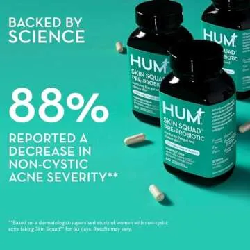 HUM Skin Squad - Probiotic Supplement for Clear Skin & Gut Health - Microbiome Probiotics for Problem Skin & Breakouts (60-Count)