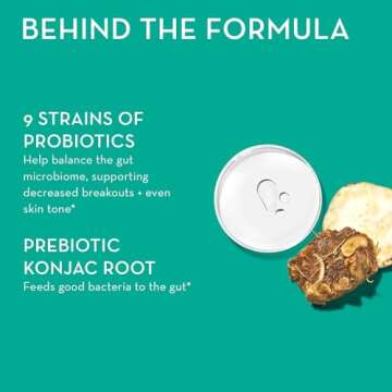 HUM Skin Squad - Probiotic Supplement for Clear Skin & Gut Health - Microbiome Probiotics for Problem Skin & Breakouts (60-Count)