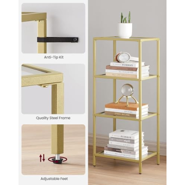 Stylish VASAGLE 4-Tier Bookshelf for Modern Spaces