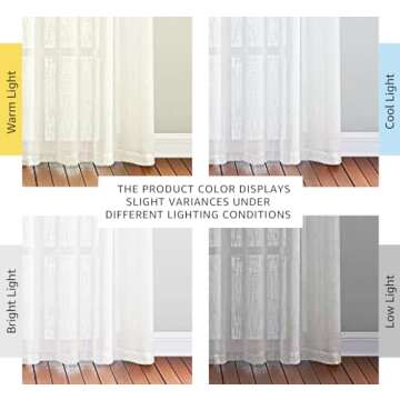 NICETOWN White Sheer Linen Curtains for Windows 84 inch Length, Grommet Top Semi Sheer Vertical Drapes Privacy with Light Filter for Bedroom/Living Room/Sliding Door, 52 inch Wide, 2 PCs