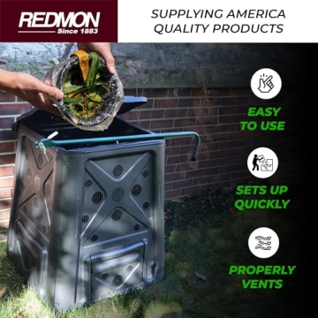 Redmon 65 Gallon Outdoor Compost Bin for Eco-Friendly Gardening