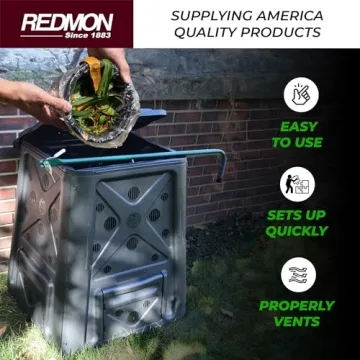 Redmon 65 Gallon Outdoor Compost Bin for Eco-Friendly Gardening