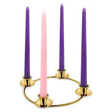Advent Candle Holder for Advent Candles -Advent Ring for Tapper Candles - Advent Wreath Centerpiece Decorations Advent Season Décor - DIY Advent Wreath Candelabra (Gold Advent Candle Ring)