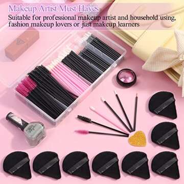 248 Pcs Disposable Makeup Applicators with Triangle Makeup Puffs, Mascara wands, Disposable Lip Appl...
