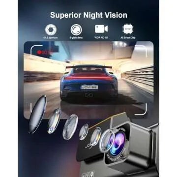 JOMISE 4K Dash Cam Front and Rear, 3.16” IPS Touch Screen, 64GB Card Included, Dual Dash Camera for Cars, Built-in GPS Wi-Fi, UHD 2160P Night Vision, WDR, 24H Parking Monitor (J6)