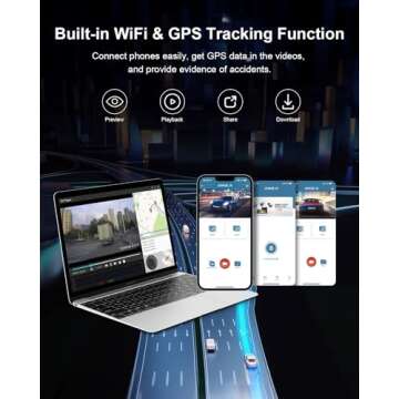 JOMISE 4K Dash Cam Front and Rear, 3.16” IPS Touch Screen, 64GB Card Included, Dual Dash Camera for Cars, Built-in GPS Wi-Fi, UHD 2160P Night Vision, WDR, 24H Parking Monitor (J6)