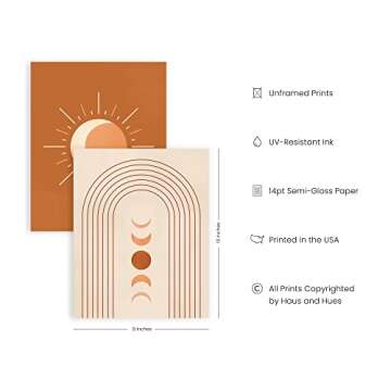 HAUS AND HUES Mid Century Wall Art and Terracotta Decor Set of 3 Mid Century Art Prints | Moon Wall ...