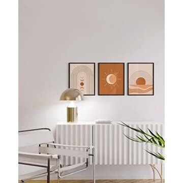 HAUS AND HUES Mid Century Wall Art and Terracotta Decor Set of 3 Mid Century Art Prints | Moon Wall Art | Boho Art Wall Decor | Mid Century Modern Wall Art (8"x10", Unframed)
