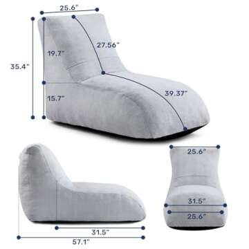 HollyHOME Accent Furry Bean Bag Chair - Stylish Extra-Large Chaise for Ultimate Relaxation
