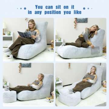 HollyHOME Furry Bean Bag Chair for Adults, Extra-Large Comfort