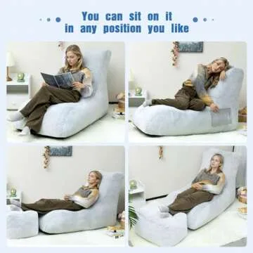 HollyHOME Furry Bean Bag Chair for Adults, Extra-Large Comfort