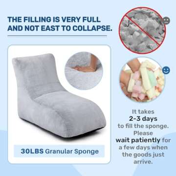 HollyHOME Furry Bean Bag Chair for Adults, Extra-Large Comfort