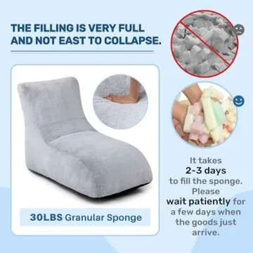 HollyHOME Furry Bean Bag Chair for Adults, Extra-Large Comfort