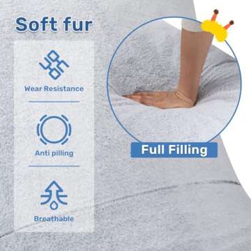 HollyHOME Furry Bean Bag Chair for Adults, Extra-Large Comfort