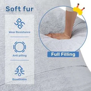 HollyHOME Furry Bean Bag Chair for Adults, Extra-Large Comfort