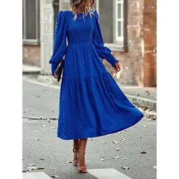 PRETTYGARDEN Puff Sleeve Maxi Dress for Elegant Style