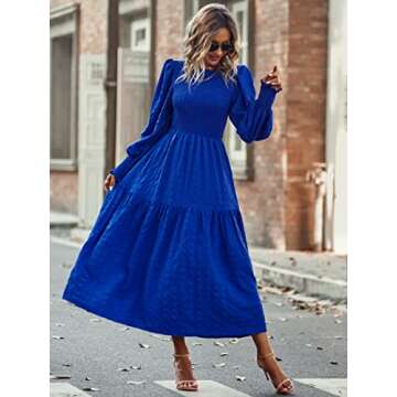 PRETTYGARDEN Puff Sleeve Maxi Dress for Elegant Style