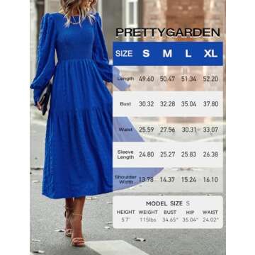 PRETTYGARDEN Puff Sleeve Maxi Dress for Elegant Style