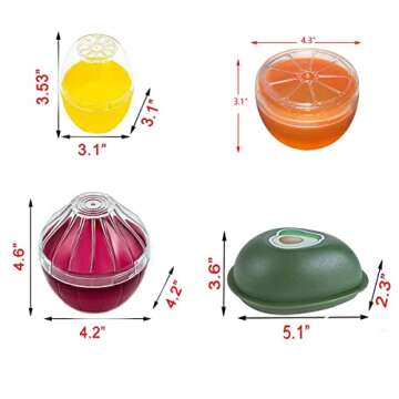 Yamesu Avocado Onion Lemon Orange Storage Containers, 4Pcs Reusable Avocado Onion Lime Grapefruit Keeper for Refrigerator, Individual Saver Holder Organizer for Fridge to Keep Fresh