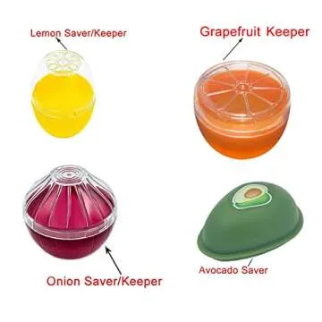Yamesu Avocado Onion Lemon Orange Storage Containers, 4Pcs Reusable Avocado Onion Lime Grapefruit Keeper for Refrigerator, Individual Saver Holder Organizer for Fridge to Keep Fresh