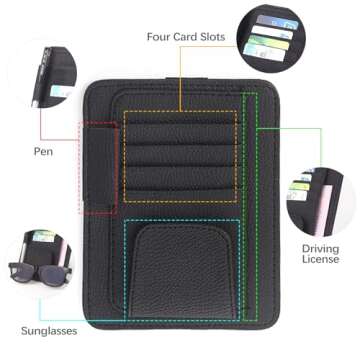 CougZed Small Leather Car Sun Visor Organizer for Efficient Storage, Ideal for Sun Visors in Cars an...