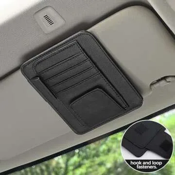 CougZed Small Leather Car Sun Visor Organizer for Efficient Storage, Ideal for Sun Visors in Cars and Trucks, Holds Cards, Sunglasses, and Essential Documents