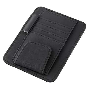 CougZed Small Leather Car Sun Visor Organizer for Efficient Storage, Ideal for Sun Visors in Cars and Trucks, Holds Cards, Sunglasses, and Essential Documents