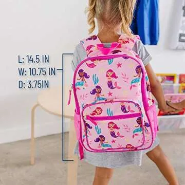 Wildkin Day2Day Kids Backpack – School & Travel Bag with Side Mesh Pocket - Groovy Mermaids