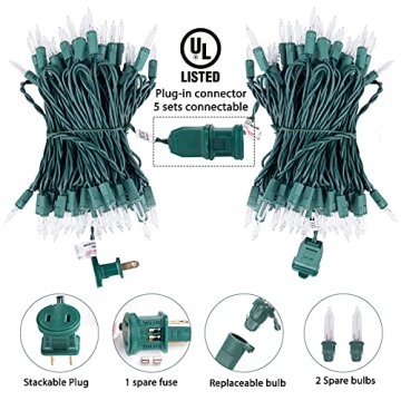 100 Clear Christmas String Lights 25 Feet Green Wire