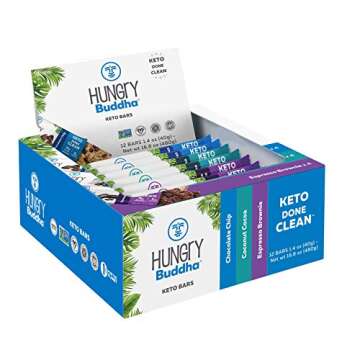 Hungry Buddha Keto Bars - The Low Sugar, Low Net Carb, Plant-Based Bar Snack made with Clean Ingredients [Variety Box; 12-Pack]