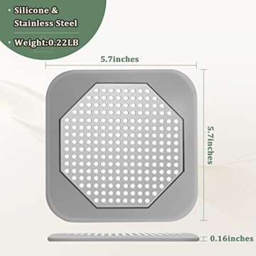 Shower Drain Hair Catcher 5.7-inch Square Drain Cover Protector Hair Stopper Trap Flat Strainer,Easy...