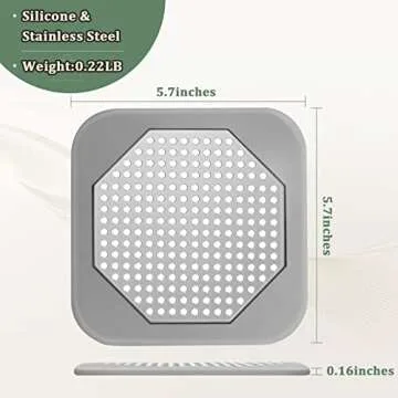 Shower Drain Hair Catcher 5.7-inch Square Drain Cover Protector Hair Stopper Trap Flat Strainer, Eas...