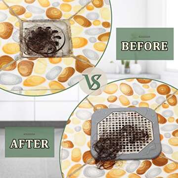 Shower Drain Hair Catcher 5.7-inch Square Drain Cover Protector Hair Stopper Trap Flat Strainer,Easy to Install,Suit for Bathroom Floor Drain,Stainless Steel and Silicone