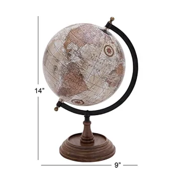 Elegant Deco 79 Mango Wood Globe for Home Office Decor