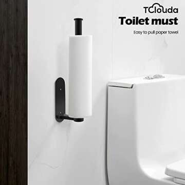 Tclouda Aluminum Alloy Paper Towel Holder Under Cabinet