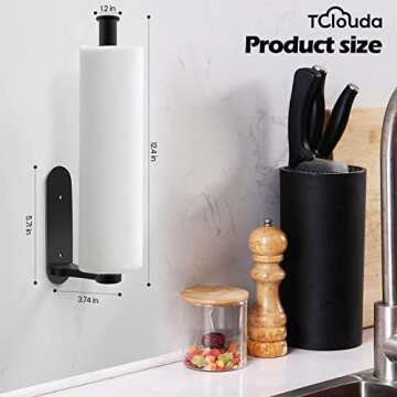 Tclouda Aluminum Alloy Paper Towel Holder Under Cabinet