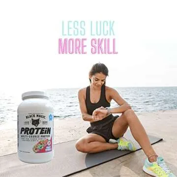 Magician Black Magic Multi-Source Protein - Whey, Egg, Casein Complex with Enzymes & MCT's - Keto, Low Sugar - Pre/Post Workout - Fruit Whirls Flavor - 24g Protein - 2 LB