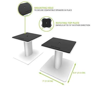 Kanto SP6HD Desktop Speaker Stands for Medium/Large Speakers - White - Pair