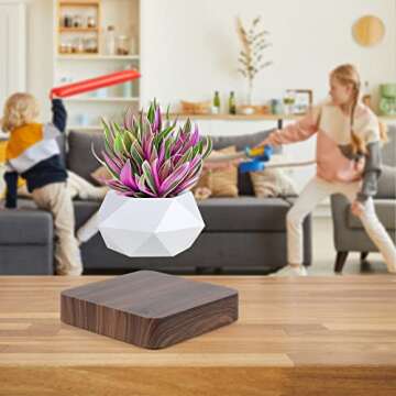 Levitating Air Bonsai Pot, Rotation Flower Pot Planters, Magnetic Levitation Suspension Floating Pot, Potted Plant Home Desk Decor in Flower Pots & Planters from Home & Garden on (Dark color)
