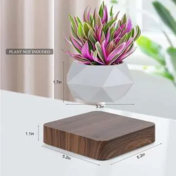 Levitating Air Bonsai Pot, Rotation Flower Pot Planters, Magnetic Levitation Suspension Floating Pot, Potted Plant Home Desk Decor in Flower Pots & Planters from Home & Garden on (Dark color)