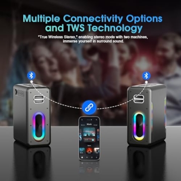 Portable Karaoke Machine with Dual Wireless Microphones