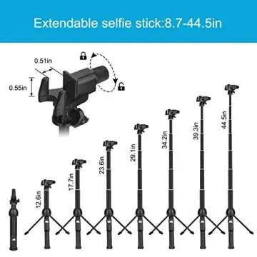 Selfie Stick,45 Inch Extendable Selfie Stick Tripod with Rechargeable Wireless Remote and Phone Tripod Stand,Compatible with iPhone 11 Pro Xs X 8 7 6 Plus,Samsung Galaxy Note10 S10 S9 S8,Gopro