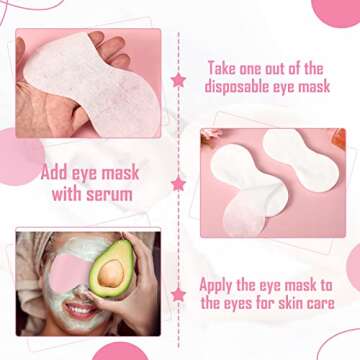 Lounsweer 600 Pieces Disposable Eye Mask Paper Non Woven Eye Care Cotton Paper Facial Eye Pads Spa DIY Beauty Sheets for Skincare Spa Wrap Moisture Retention, Black, White, Pink