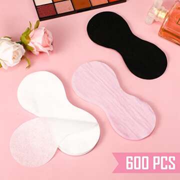 Lounsweer 600 Pieces Disposable Eye Mask Paper Non Woven Eye Care Cotton Paper Facial Eye Pads Spa DIY Beauty Sheets for Skincare Spa Wrap Moisture Retention, Black, White, Pink