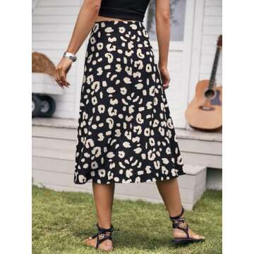 Floerns Women's Boho Floral High Waist Split A Line Midi Skirt - Elegant Summer Style